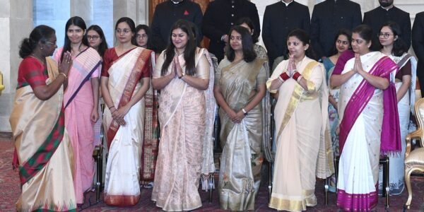 A group of probationers of the Indian Economic Service (2022 and 2023 batch) called on President Draupadi Murmu at Rashtrapati Bhavan today