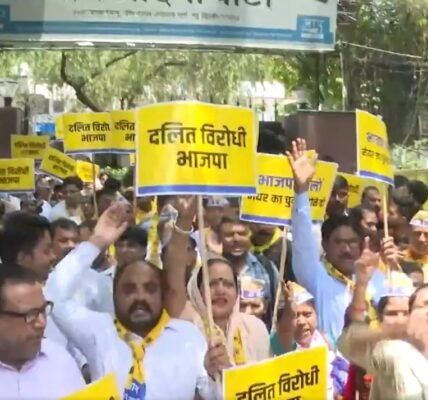 Aam Aadmi Party demonstrated outside BJP headquarters against postponement of MCD elections.