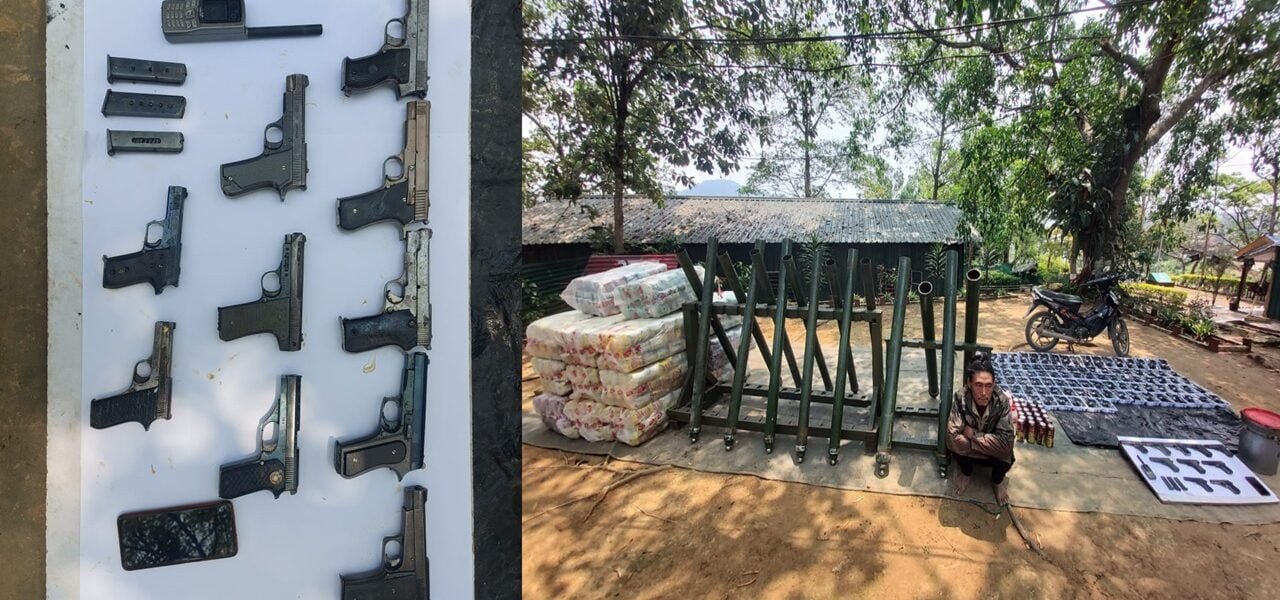 Assam Rifles recovered huge cache of arms and ammunition near India-Myanmar border in Nagaland.
