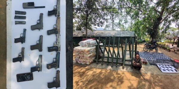 Assam Rifles recovered huge cache of arms and ammunition near India-Myanmar border in Nagaland.
