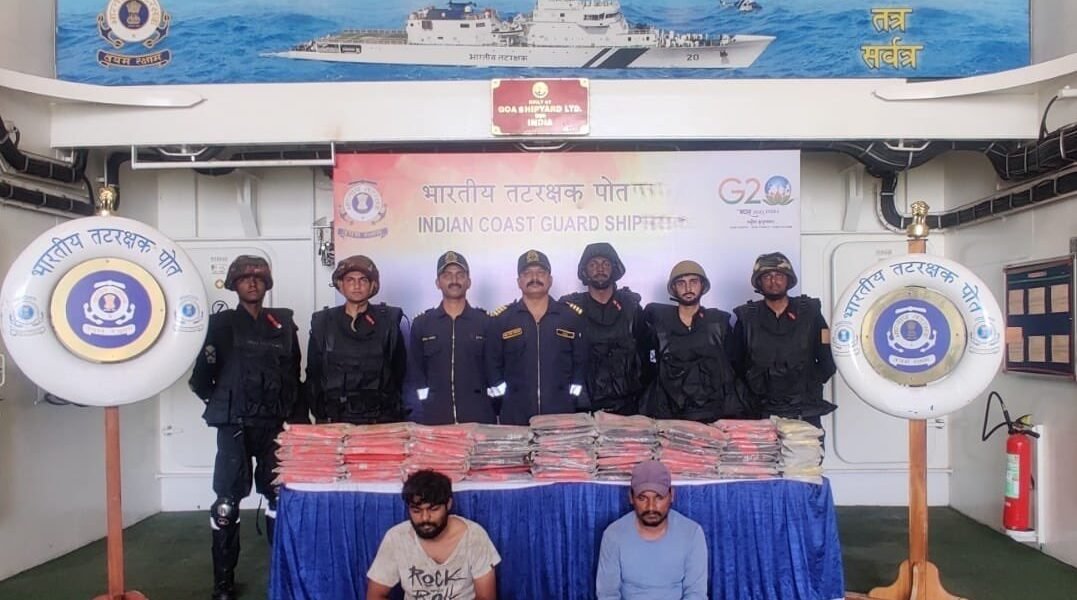ICG and Gujarat ATS seize boat carrying 173 kg of drugs; Two crew members arrested