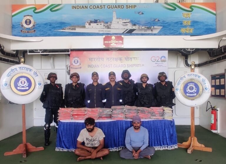 ICG and Gujarat ATS seize boat carrying 173 kg of drugs; Two crew members arrested