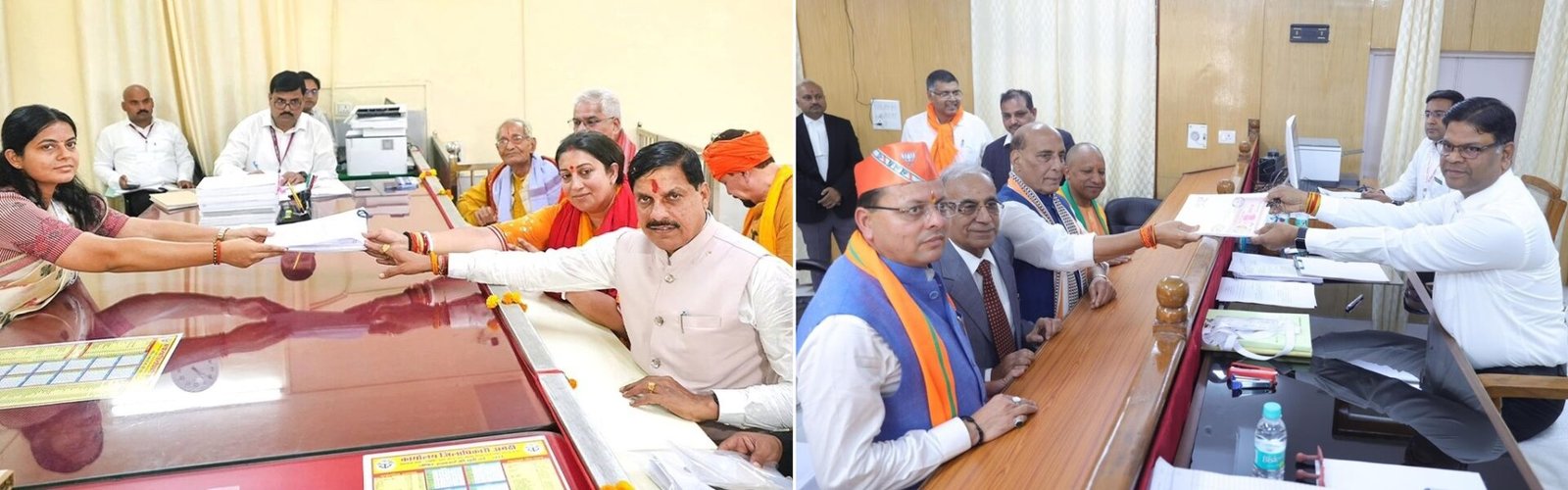 In Uttar Pradesh, senior BJP leaders Rajnath Singh and Smriti Irani filed their nominations today.