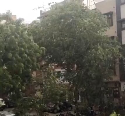 It rained in some parts of the national capital Delhi, people got relief from the heat.