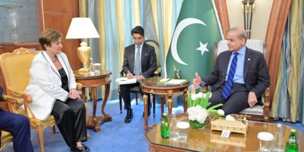 Pakistan PM Shehbaz Sharif discusses new loan program with IMF chief in Riyadh