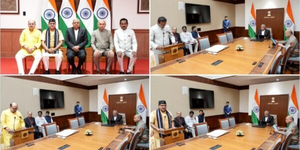 Rajya Sabha Chairman Jagdeep Dhankhar administers oath to elected members of Rajya Sabha