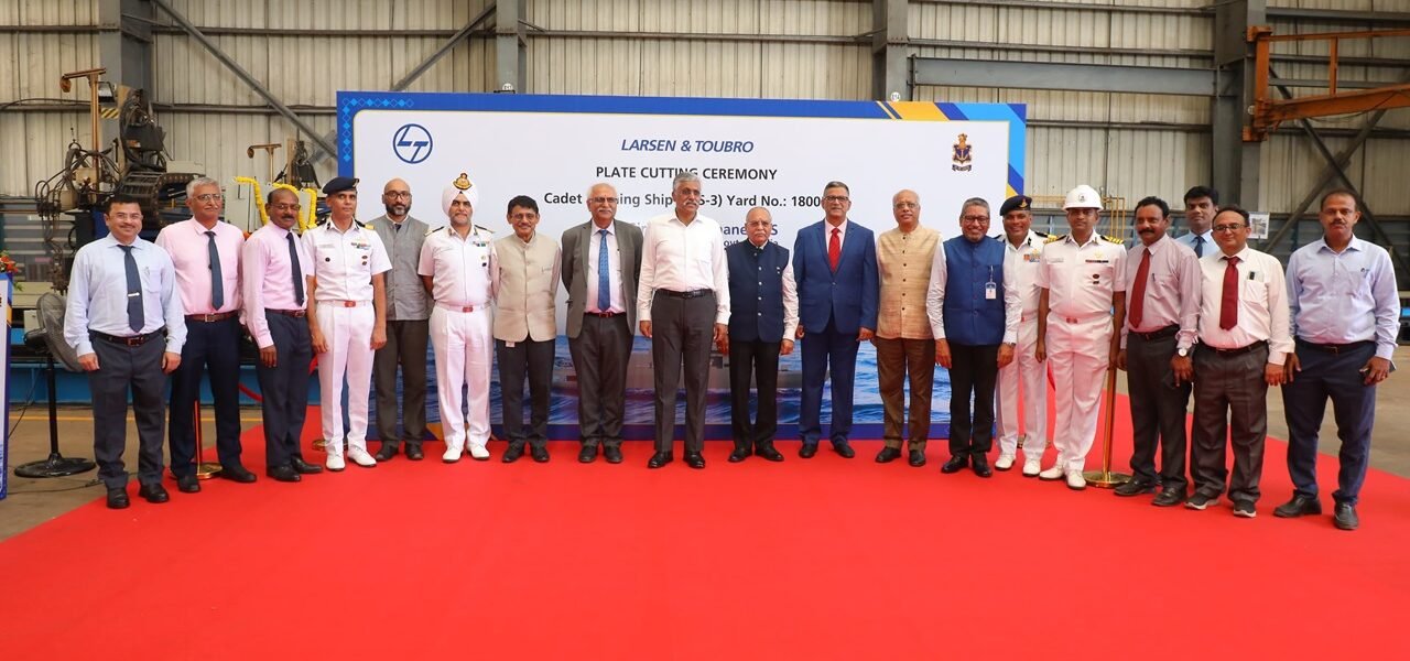 Steel Cutting Ceremony of 3rd Cadet Training Ship (Yard-18005) held at Ms L&T Shipyard, Kattupalli