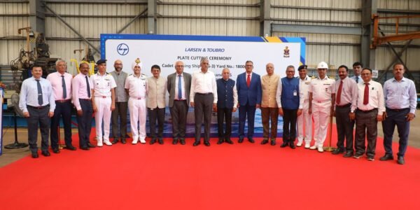 Steel Cutting Ceremony of 3rd Cadet Training Ship (Yard-18005) held at Ms L&T Shipyard, Kattupalli