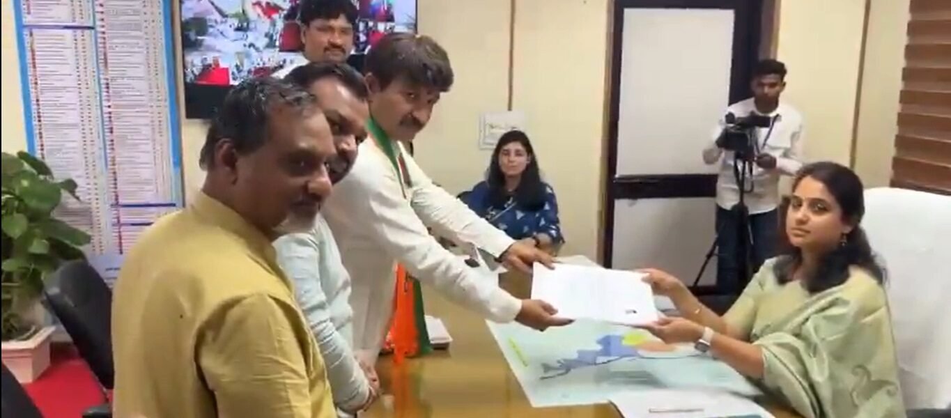 BJP candidate Manoj Tiwari filed nomination today from North-East Delhi Lok Sabha constituency.