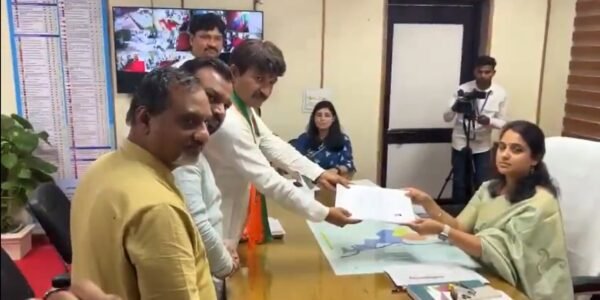 BJP candidate Manoj Tiwari filed nomination today from North-East Delhi Lok Sabha constituency.
