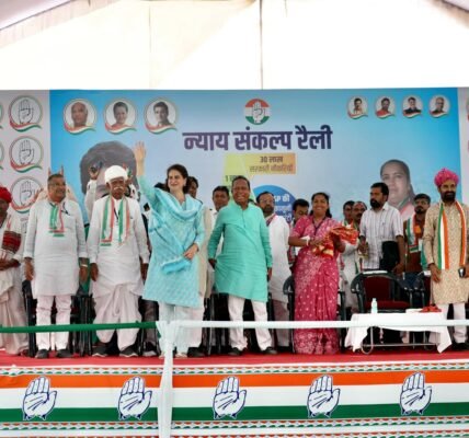 Congress leader Priyanka Gandhi Vadra reiterated party's commitment towards the welfare of farmers and workers.