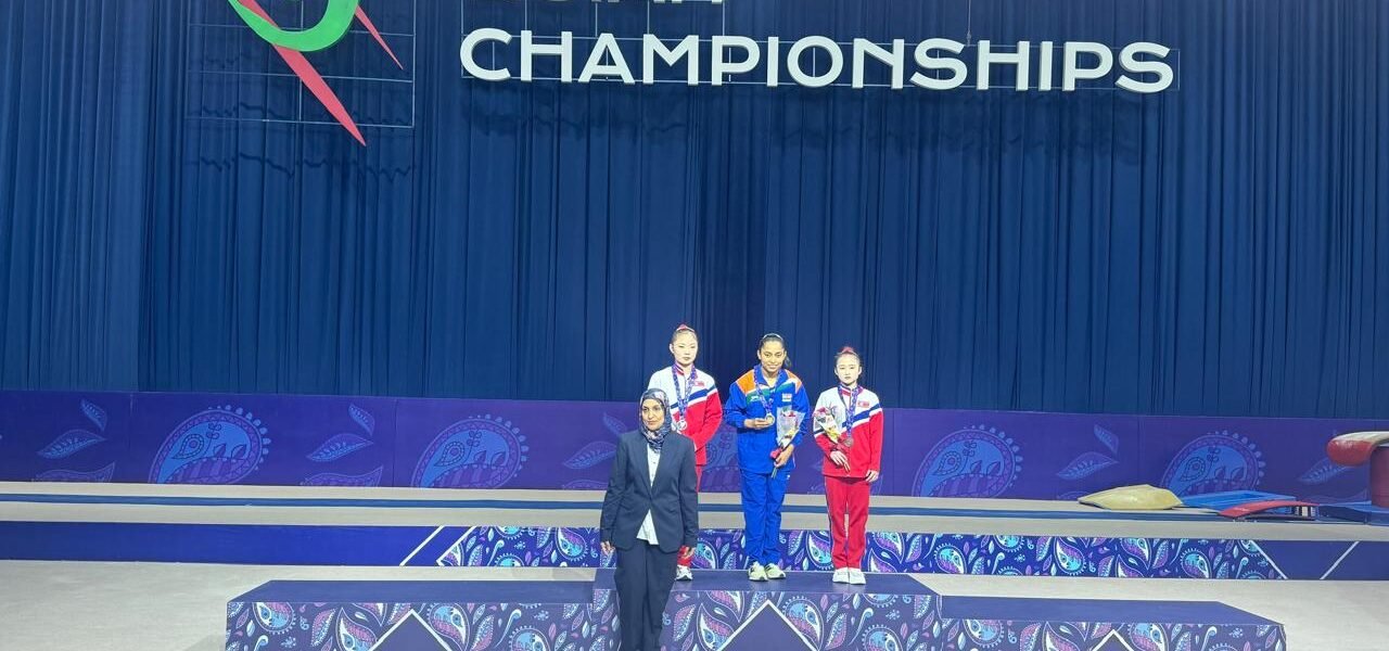 Dipa Karmakar wins gold medal in women's vault apparatus at the Asian Gymnastics Championships in Tashkent, Uzbekistan