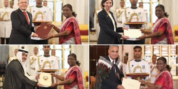 Diplomats from seven countries presented their credentials to President Draupadi Murmu