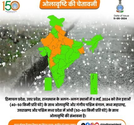 IMD expressed the possibility of thunderstorms in the eastern, central and southern peninsular areas of the country.