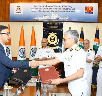 Indian Coast Guard and Hindalco Industries sign MoU in New Delhi for production and supply of indigenous marine-grade aluminum for shipbuilding