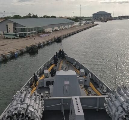 Indian Naval Ship Kiltan arrived at Muara, Brunei today and was warmly welcomed by the Royal Brunei Navy.