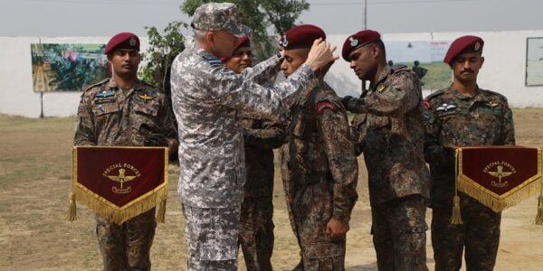Maroon Beret Ceremonial Parade held at Garuda Regimental Training Center (GRTC) at Air Force Station Chandinagar