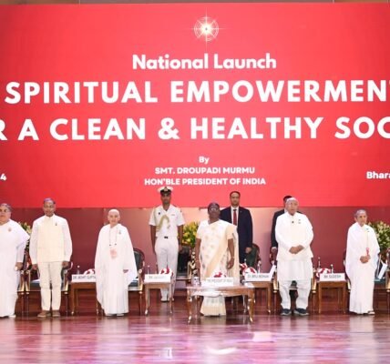 President Draupadi Murmu attends the national launch of 'Spiritual Empowerment for a Clean and Healthy Society' organized by Brahma Kumaris in New Delhi
