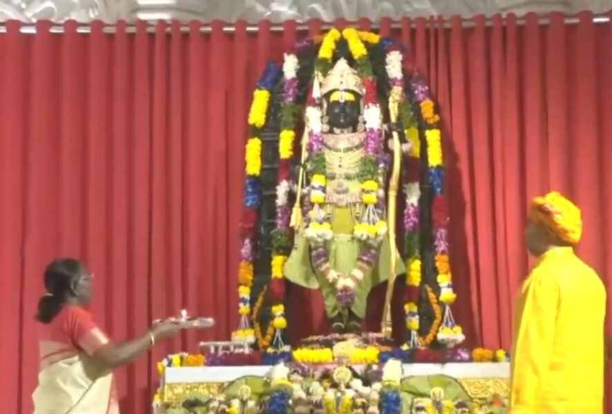 President Draupadi Murmu performed the aarti of Ram Lala at Shri Ram Janmabhoomi temple in Ayodhya.