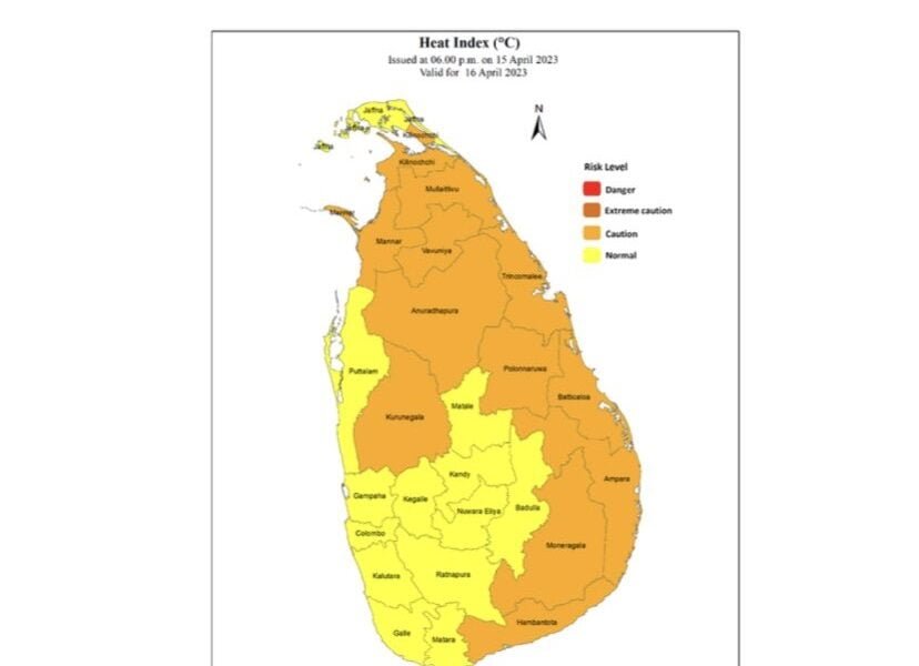 Sri Lanka Meteorological Department issues heat index advisory for 7 out of 9 provinces of the country
