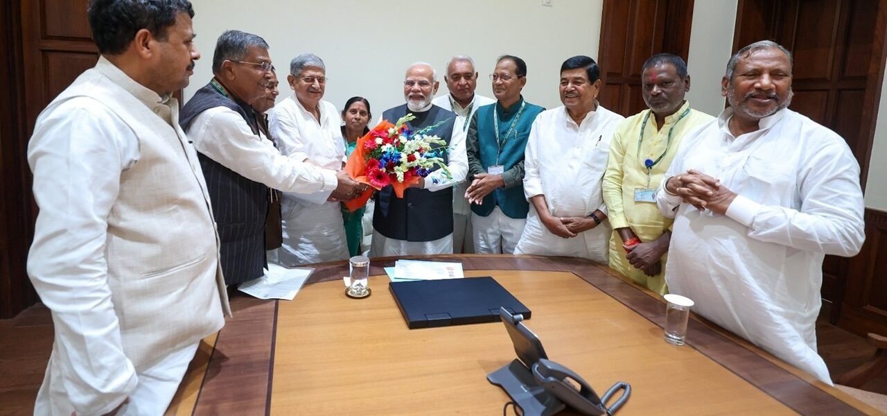 A delegation of JDU MPs met PM Narendra Modi at Parliament House today