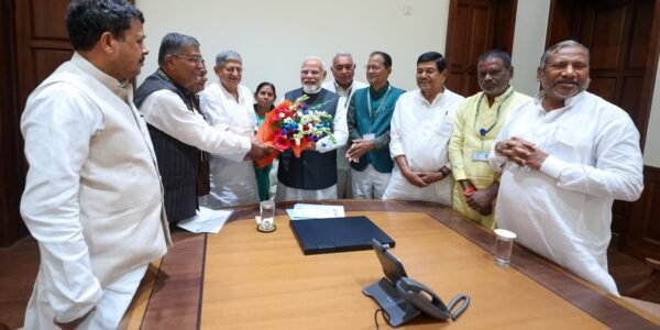 A delegation of JDU MPs met PM Narendra Modi at Parliament House today