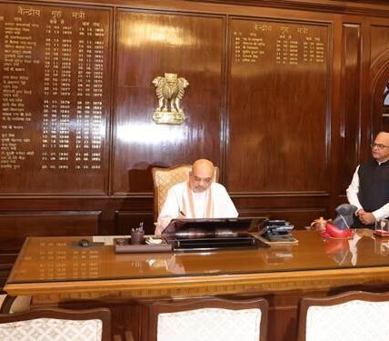 Amit Shah today re-assumed charge as Union Home Minister at the Home Ministry in North Block