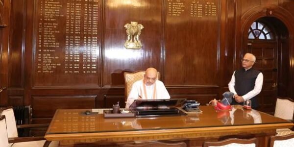 Amit Shah today re-assumed charge as Union Home Minister at the Home Ministry in North Block