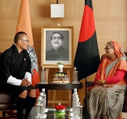 Bangladesh Prime Minister Sheikh Hasina met Bhutan Prime Minister Tshering Tobgay in New Delhi yesterday