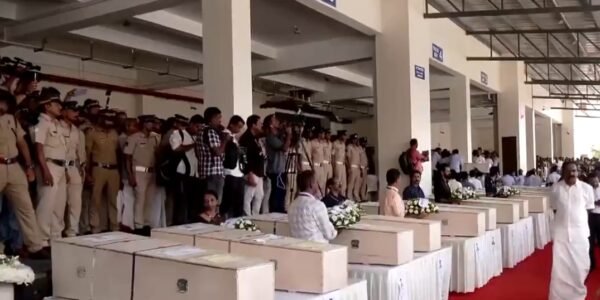 Bodies of Indians killed in Kuwait fire incident brought to Cochin International Airport