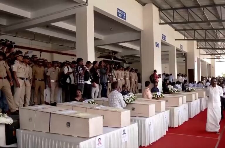 Bodies of Indians killed in Kuwait fire incident brought to Cochin International Airport