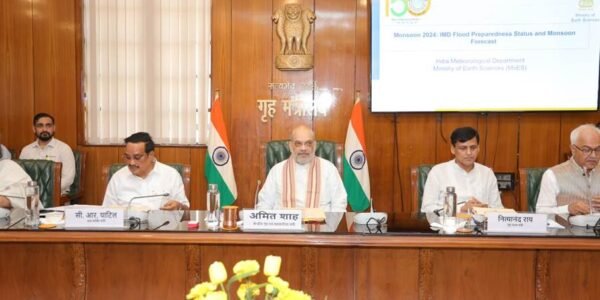 Home Minister Amit Shah chaired a high-level meeting in New Delhi today to review flood management in the country