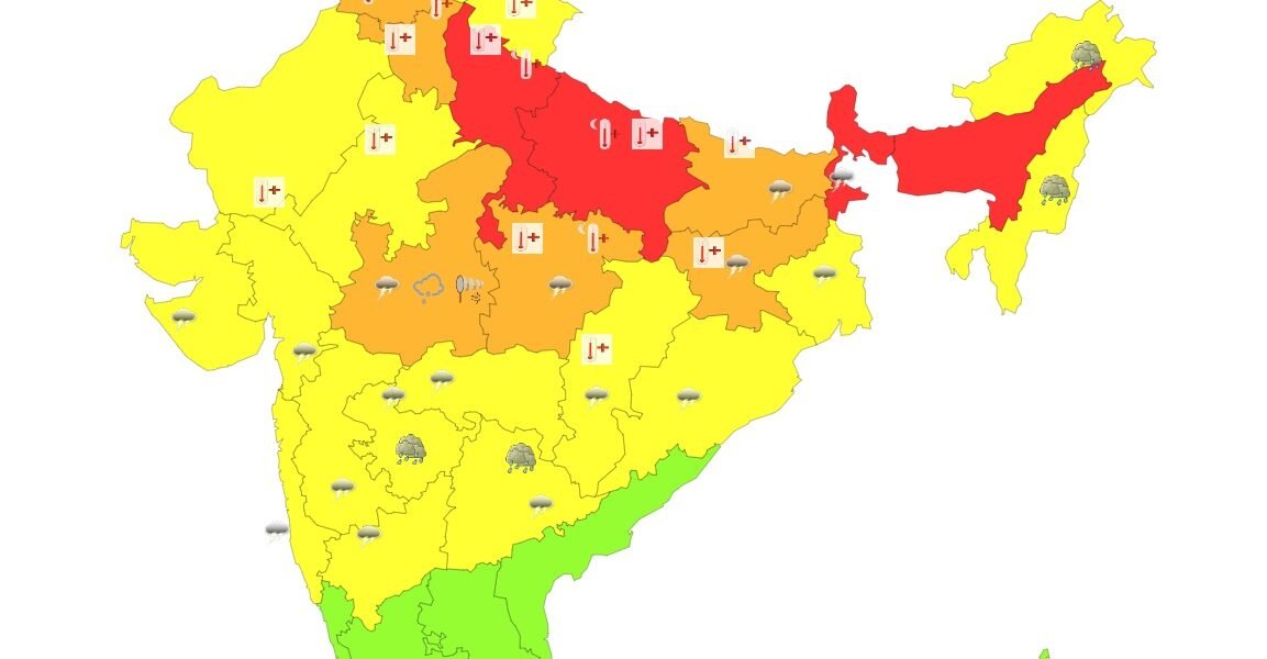 IMD predicted that heavy rains will continue in the northeastern parts of the country and intense heat will continue in the northwest for the next four days.