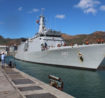 INS Sunayna enters Port Louis, Mauritius on long range deployment