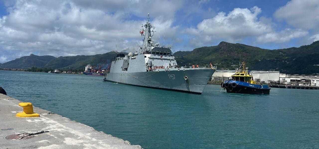 INS Sunayna enters Port Victoria, Seychelles