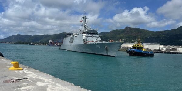 INS Sunayna enters Port Victoria, Seychelles