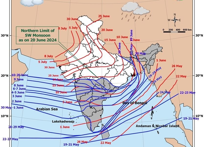 Monsoon advances northwards; reaches large parts of Odisha, Chhattisgarh and Vidarbha