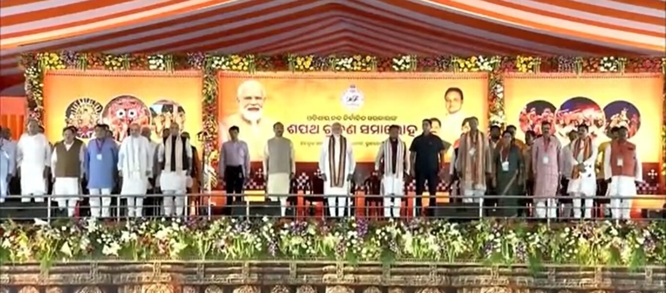 Odisha's Chief Minister-designate Mohan Charan Majhi took oath as Chief Minister at Janata Maidan in Bhubaneswar