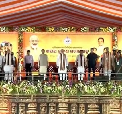 Odisha's Chief Minister-designate Mohan Charan Majhi took oath as Chief Minister at Janata Maidan in Bhubaneswar
