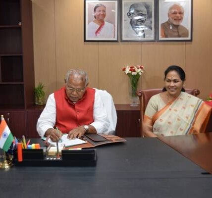 Several cabinet and state ministers of the newly formed government took charge today