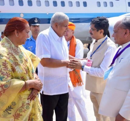 Vice President Jagdeep Dhankhar and Dr Sudesh Dhankhar reached Jaisalmer in Rajasthan today on a two-day visit