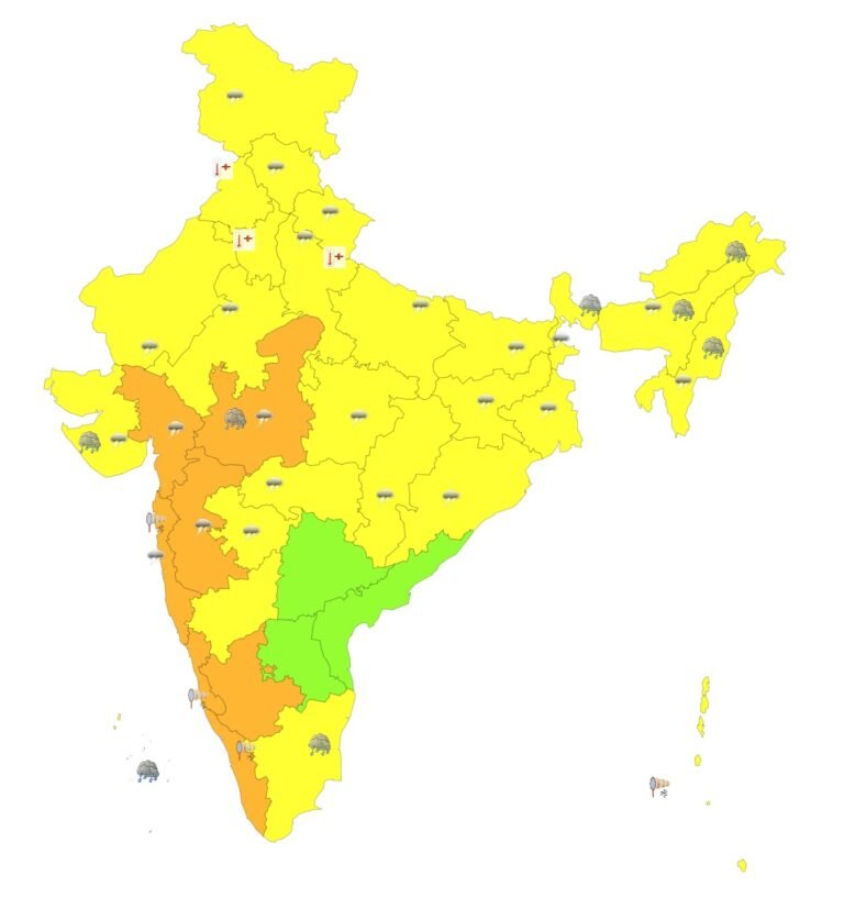 मौसम विभाग ने अगले पांच दिनों तक दक्षिण भारत में तेज वर्षा का अनुमान व्‍यक्‍त किया