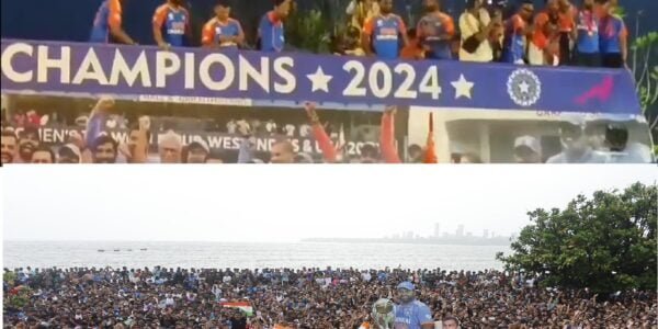 A huge crowd gathered in the victory procession of the T20 World Cup winning Indian team