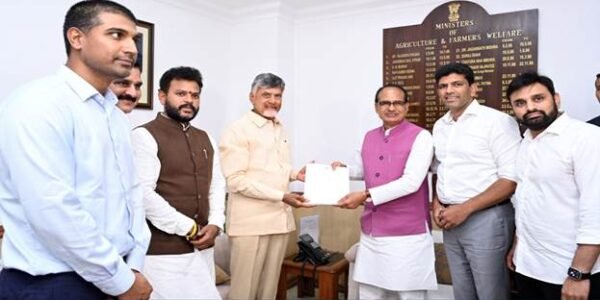 Andhra Pradesh CM Chandra Babu Naidu paid a courtesy call on Union Agriculture Minister Shivraj Singh Chouhan in New Delhi