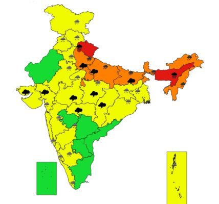IMD predicted heavy rains in the north-eastern parts of the country in the next four to five days.