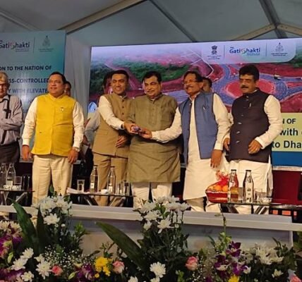 Nitin Gadkari dedicates to the nation the 6-lane access-controlled 7 km road project worth Rs 1183 crore from Manohar International Airport to Dhargal on NH-166S in Goa