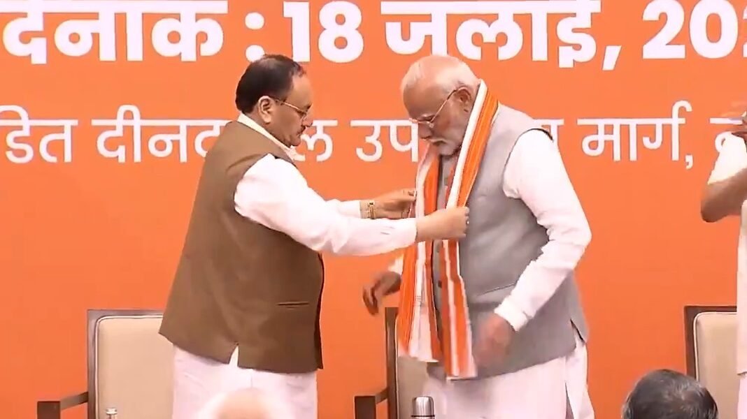 PM Modi addressed the employees working at BJP Headquarters in New Delhi today during the Sneh Milan program