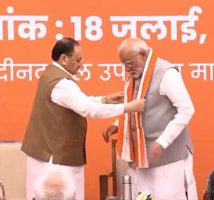 PM Modi addressed the employees working at BJP Headquarters in New Delhi today during the Sneh Milan program