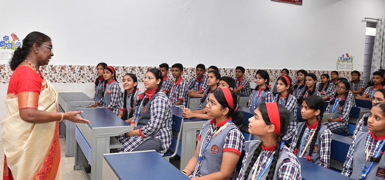 President Draupadi Murmu today taught Class IX students of Dr Rajendra Prasad Kendriya Vidyalaya located at Rashtrapati Bhavan in New Delhi