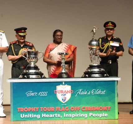 President Draupadi Murmu unveiled three trophies of Durand Cup Tournament 2024